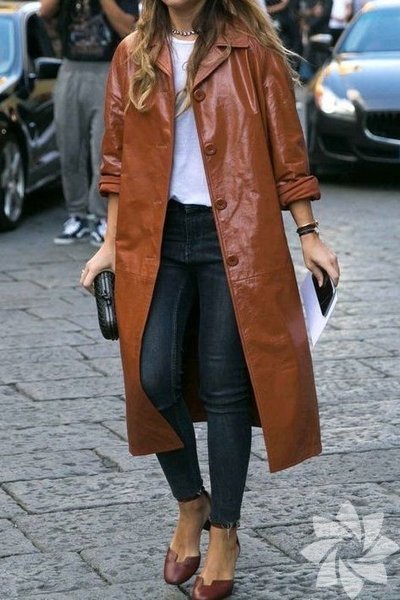 Deri trençkot kombinleri